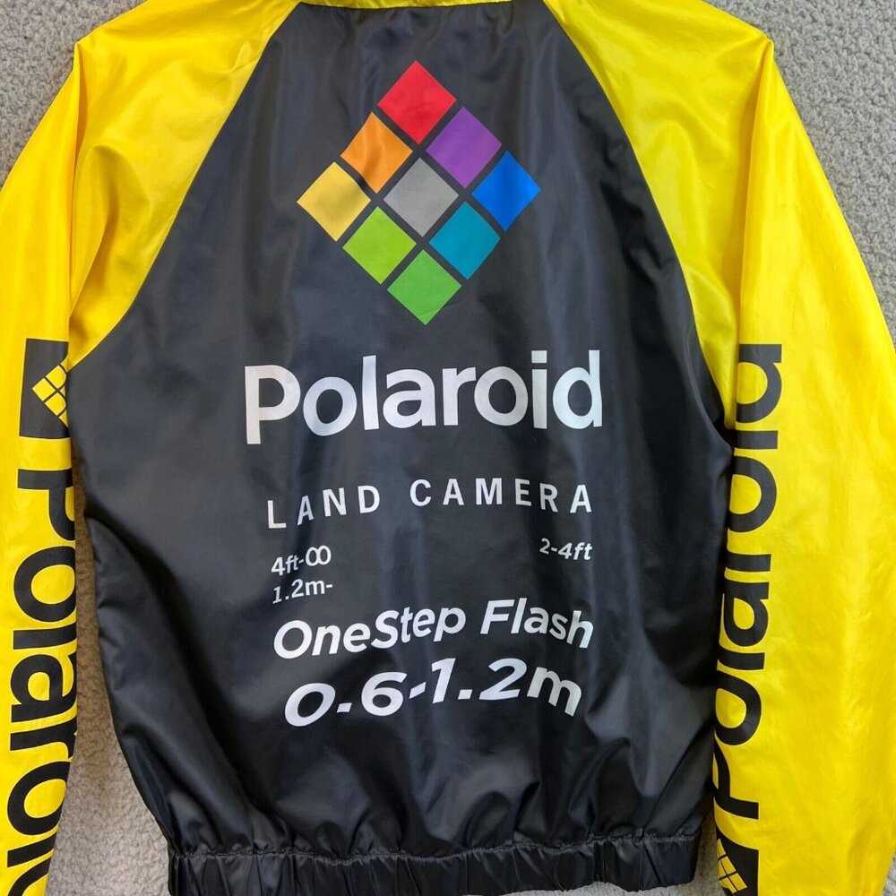 VINTAGE POLAROID 320 LAND CAMERA 90’S LIGHT HOODED JACKET ‎ SHELL BLACK SMALL - Picture 5 of 14
